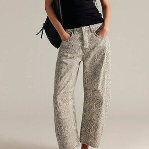 We The Free Good Luck Printed Barrel Jeans - Snake Print